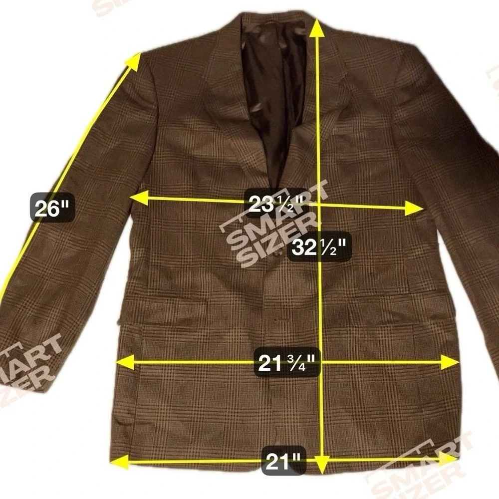 Hart Schaffner Marx Brown Blazer, Men's 42L‎ Plaid Sport Coat, Two Button, Tweed